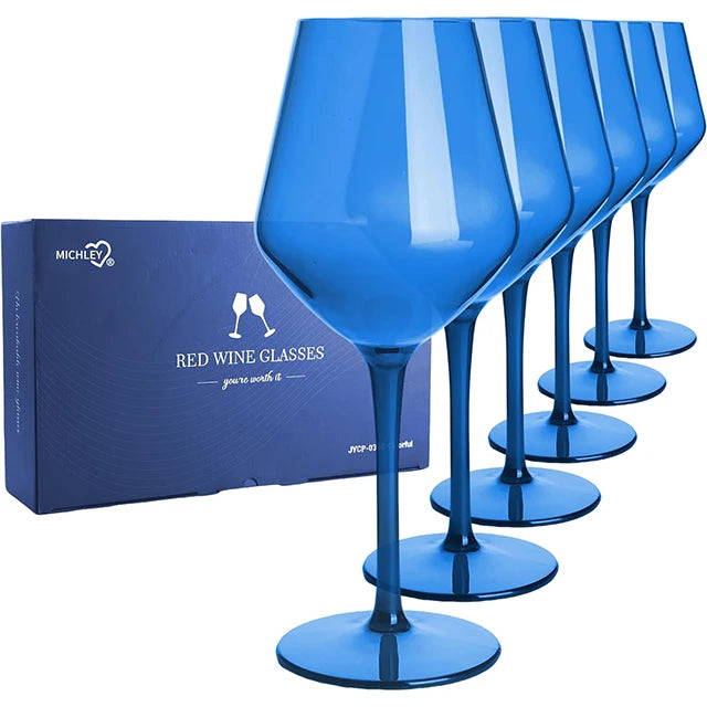 MICHLEY 2/4/6PCS Unbreakable Colorful Tritan Plastic Wine Glass Set Reusable Luxury For Party Outdoor Dishwasher Glassware